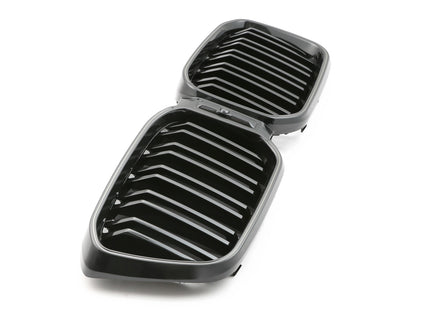 Grill med dubbla ribbor i svart med LED för BMW X3 G01/X4 G02 Facelift
