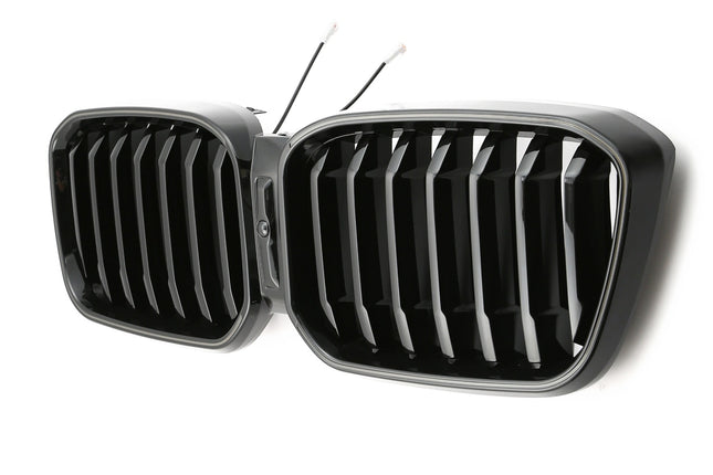 Grill med enkla ribbor i svart med LED för BMW X3 G01/X4 G02 Facelift