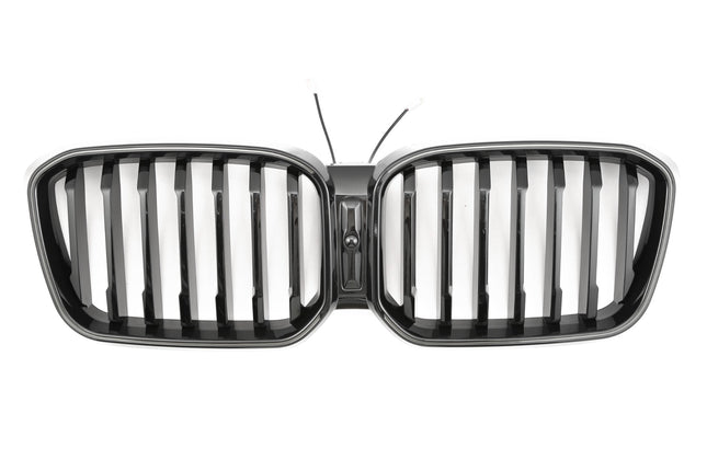 Grill med enkla ribbor i svart med LED för BMW X3 G01/X4 G02 Facelift