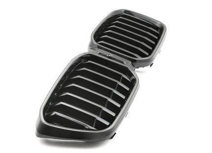 Grill med enkla ribbor i svart med LED för BMW X3 G01/X4 G02 Facelift