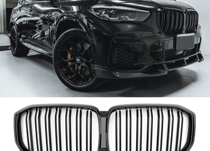 Grill med dubbla ribbor i blanksvart för BMW X5 G05 (före facelift)