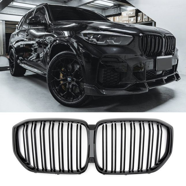 Grill med dubbla ribbor i blanksvart för BMW X5 G05 (före facelift)