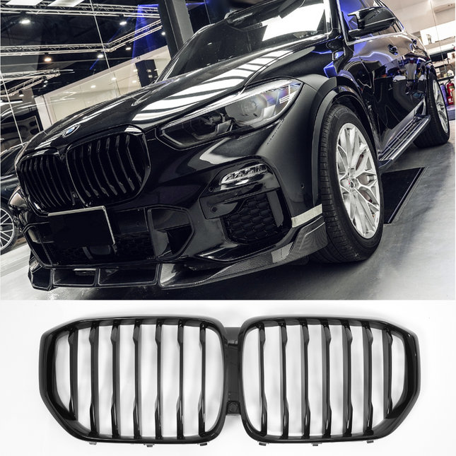 Grill med enkla ribbor i blanksvart för BMW X5 G05 (före facelift)