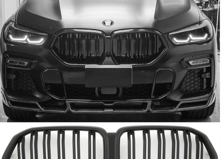 Grill med dubbla ribbor i mattsvart för BMW X6 G06