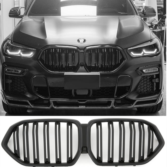 Grill med dubbla ribbor i mattsvart för BMW X6 G06