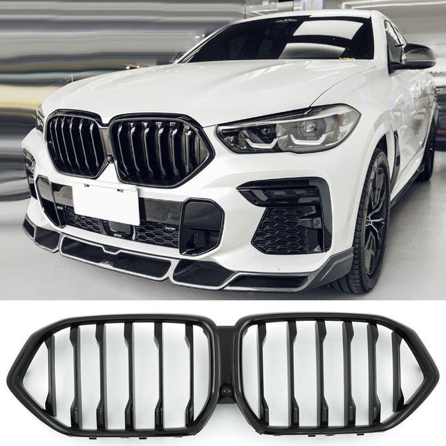 Grill med enkla ribbor i blanksvart för BMW X6 G06