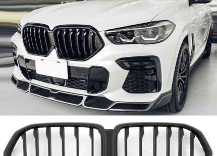 Grill med enkla ribbor i mattsvart för BMW X6 G06
