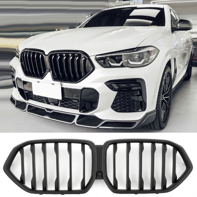 Grill med enkla ribbor i mattsvart för BMW X6 G06