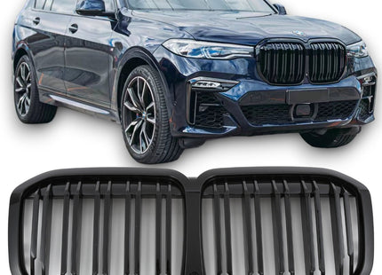 Grill med dubbla ribbor i svart för BMW X7 G07 (före facelift)