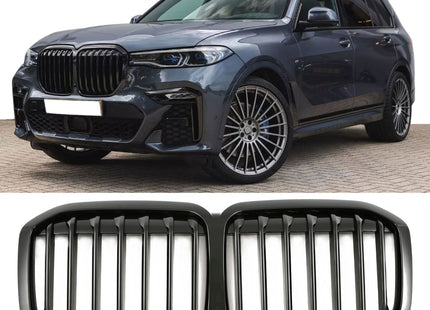Grill med enkla ribbor i svart för BMW X7 G07 (före facelift)