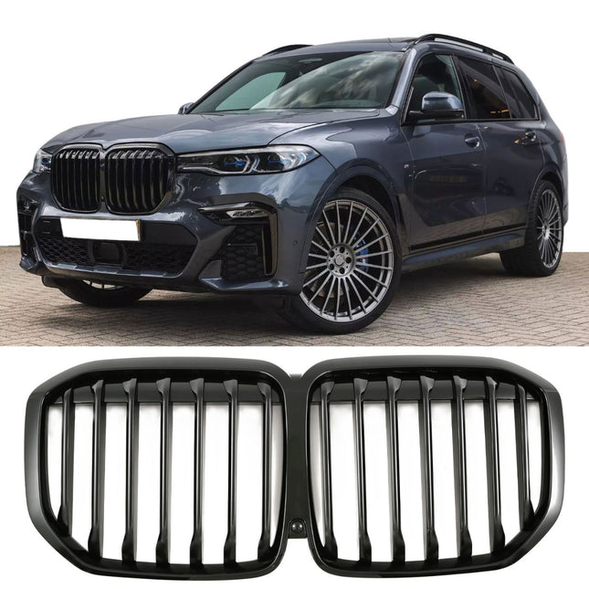 Grill med enkla ribbor i svart för BMW X7 G07 (före facelift)