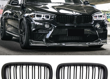 Grill med dubbla ribbor i mattsvart för BMW X5 F15/X6 F16