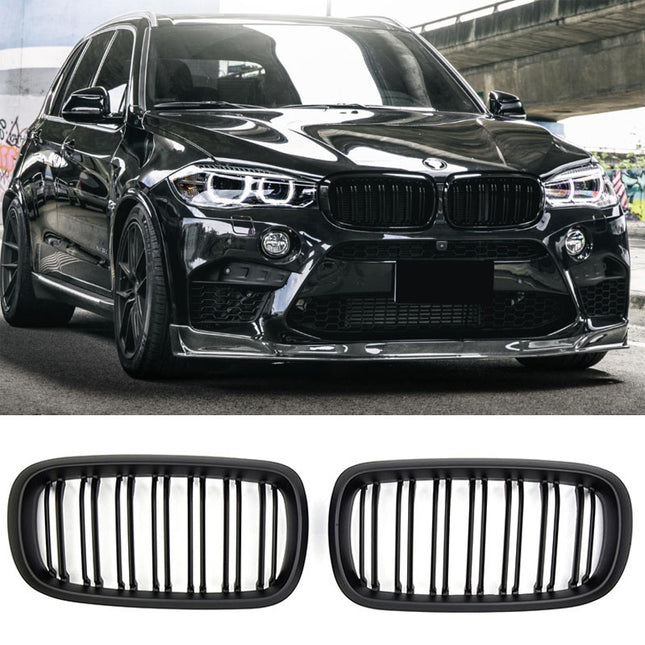 Grill med dubbla ribbor i mattsvart för BMW X5 F15/X6 F16