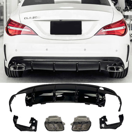 Glossy Blanksvart Diffuser Mercedes CLA C117 (CLA 45)