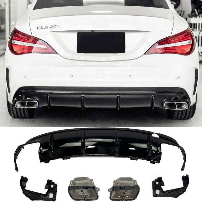 Glossy Blanksvart Diffuser Mercedes CLA C117 (CLA 45)