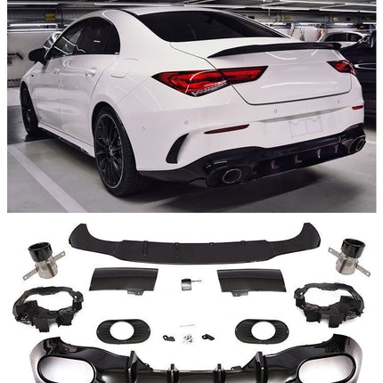 Glossy Blanksvart Diffuser Mercedes CLA C118