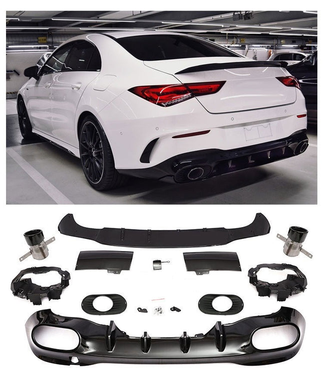 Glossy Blanksvart Diffuser Mercedes CLA C118