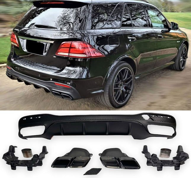 Glossy Blanksvart Diffuser Mercedes GLE W166