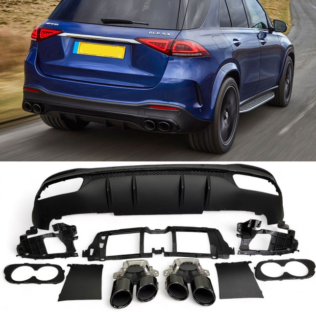 Glossy Blanksvart Diffuser Mercedes GLE W167 SUV