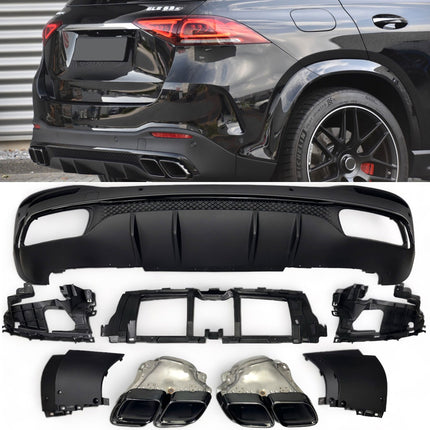 Glossy Blanksvart Diffuser Mercedes GLE W167 SUV