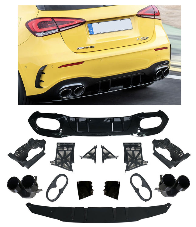 Glossy Blanksvart Diffuser Mercedes A-Klass W177