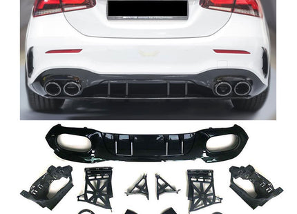 Glossy Blanksvart Diffuser Mercedes A-Klass V177 Sedan