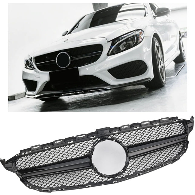 Grill i blanksvart för Mercedes C-Klass W205 (före facelift)