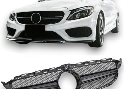 Grill i svart för Mercedes C-Klass W205 (för bil med 360°-kamera)