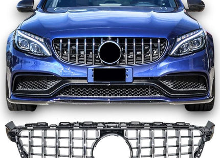 Grill Panamericana GT med AMG-emblem i krom för Mercedes C-Klass W205 C63