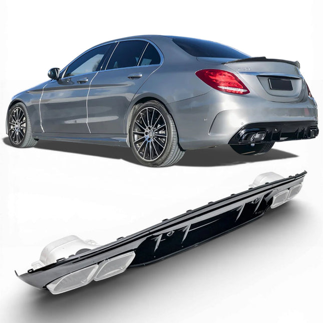 Glossy Blanksvart Diffuser Mercedes C-Klass W205