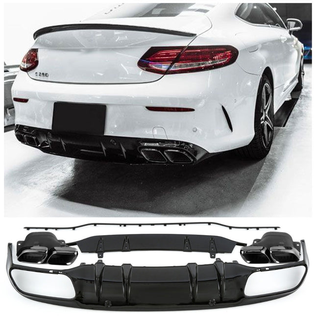 Glossy Blanksvart Diffuser Mercedes C-Klass A205/C205 Coupé/Cabriolet