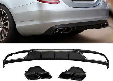 Glossy Blanksvart Diffuser Mercedes C-Klass W205 (C63-look)