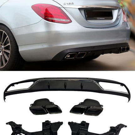 Glossy Blanksvart Diffuser Mercedes C-Klass W205 (C63-look)