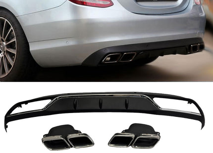 Glossy Blanksvart Diffuser Mercedes C-Klass W205 (C63-look)