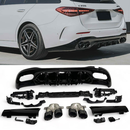 Glossy Blanksvart Diffuser Mercedes C-Klass W206/S206