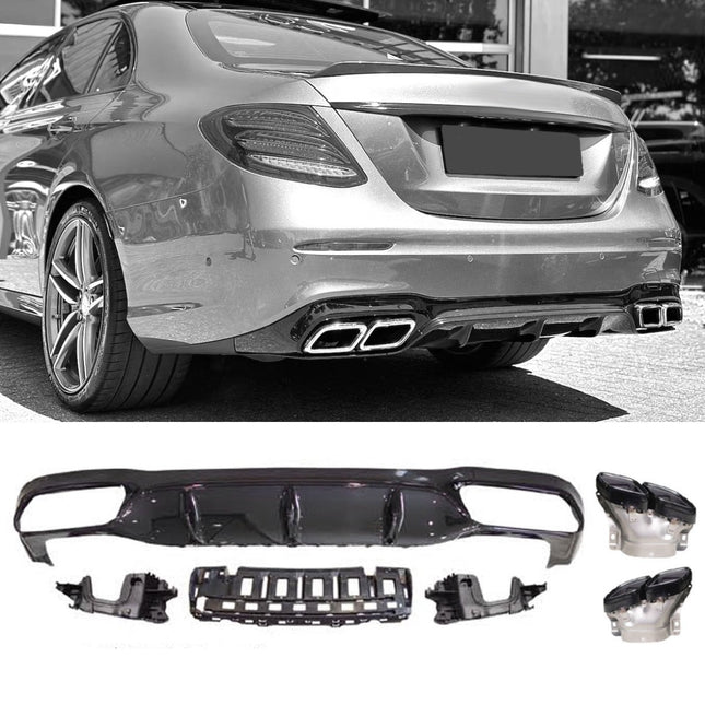 Glossy Blanksvart Diffuser Mercedes E-Klass W213