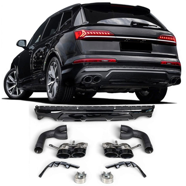 Diffuser med ändrör i blanksvart för Audi Q7 MK2 Facelift