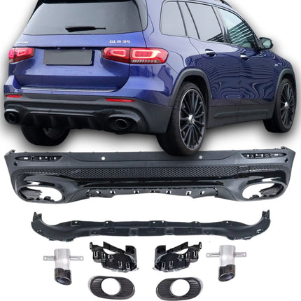 Glossy Blanksvart Diffuser Mercedes GLB X247 (2x1 avgasrör)