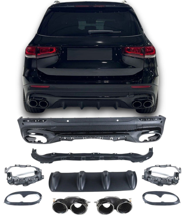 Glossy Blanksvart Diffuser Mercedes GLB X247 (2x2 avgasrör)