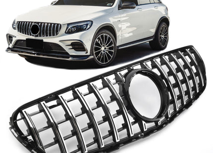 Grill Panamericana GT i krom för Mercedes GLC X253 (före facelift, utan 360°-kamera)