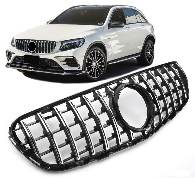 Grill Panamericana GT i krom för Mercedes GLC X253 (före facelift, utan 360°-kamera)