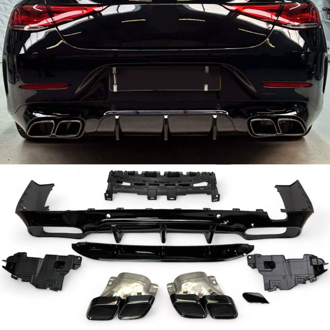 Glossy Blanksvart Diffuser Mercedes CLS X257/C257