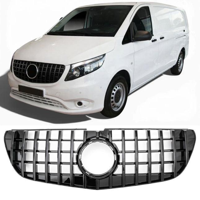 Grill Panamericana GT i svart för Mercedes W447 Vito (före facelift)