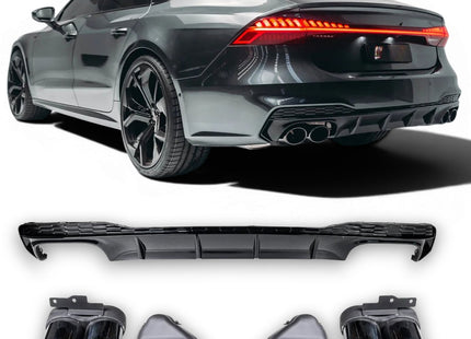 Diffuser med ändrör i blanksvart för Audi A7 C8