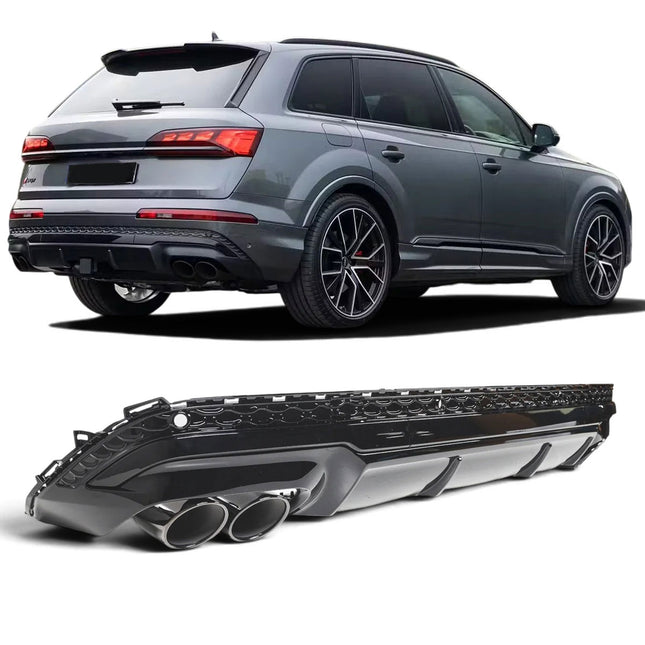 Diffuser med ändrör i svart för Audi Q7 MK2 Facelift