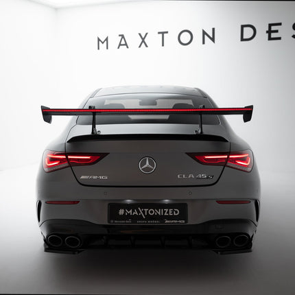 Bakvinge i kolfiber med svanhalsfäste och LED för Mercedes CLA Coupé C118/C118 Facelift