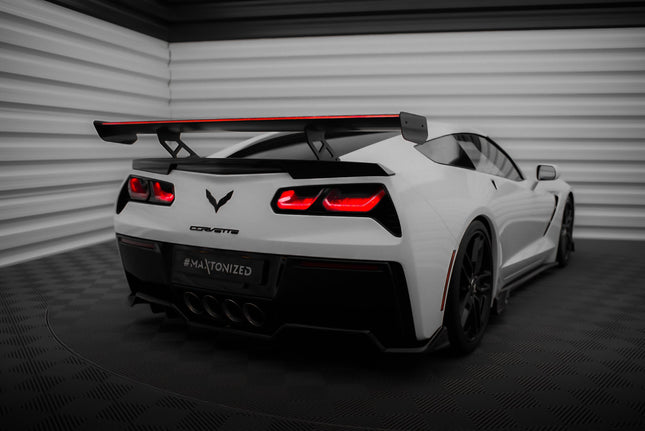 Bakvinge i kolfiber med inre fästen och LED för Chevrolet Corvette Stingray/Grand Sport C7