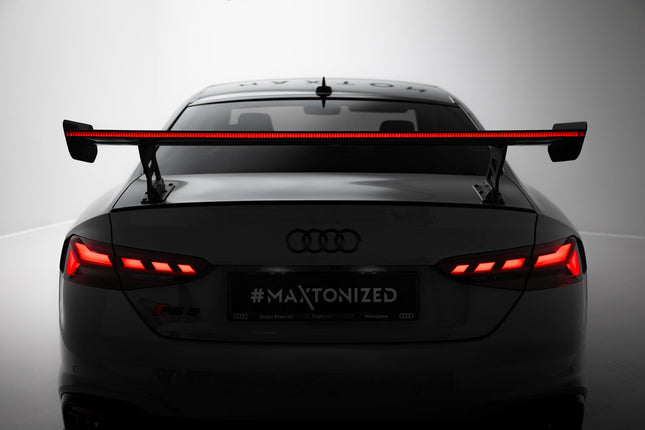 Bakvinge V.2 i kolfiber med yttre fästen och LED för Audi A5/A5 S-Line/S5/RS5 Coupé F5/F5 Facelift