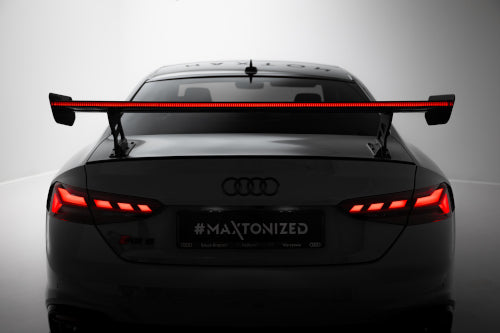 Bakvinge V.2 i kolfiber med yttre fästen och LED för Audi A5/A5 S-Line/S5/RS5 Coupé F5/F5 Facelift