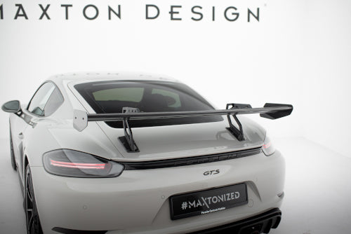 Bakvinge V.1 i kolfiber med svanhalsfäste för Porsche 718 Cayman 982c